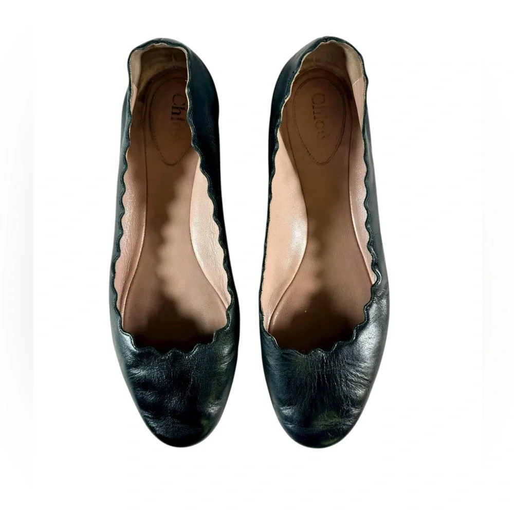 Chloe LAUREN Leather Scalloped Ballet Flats. Made in Italy US 7.5 - Picture 6 of 14